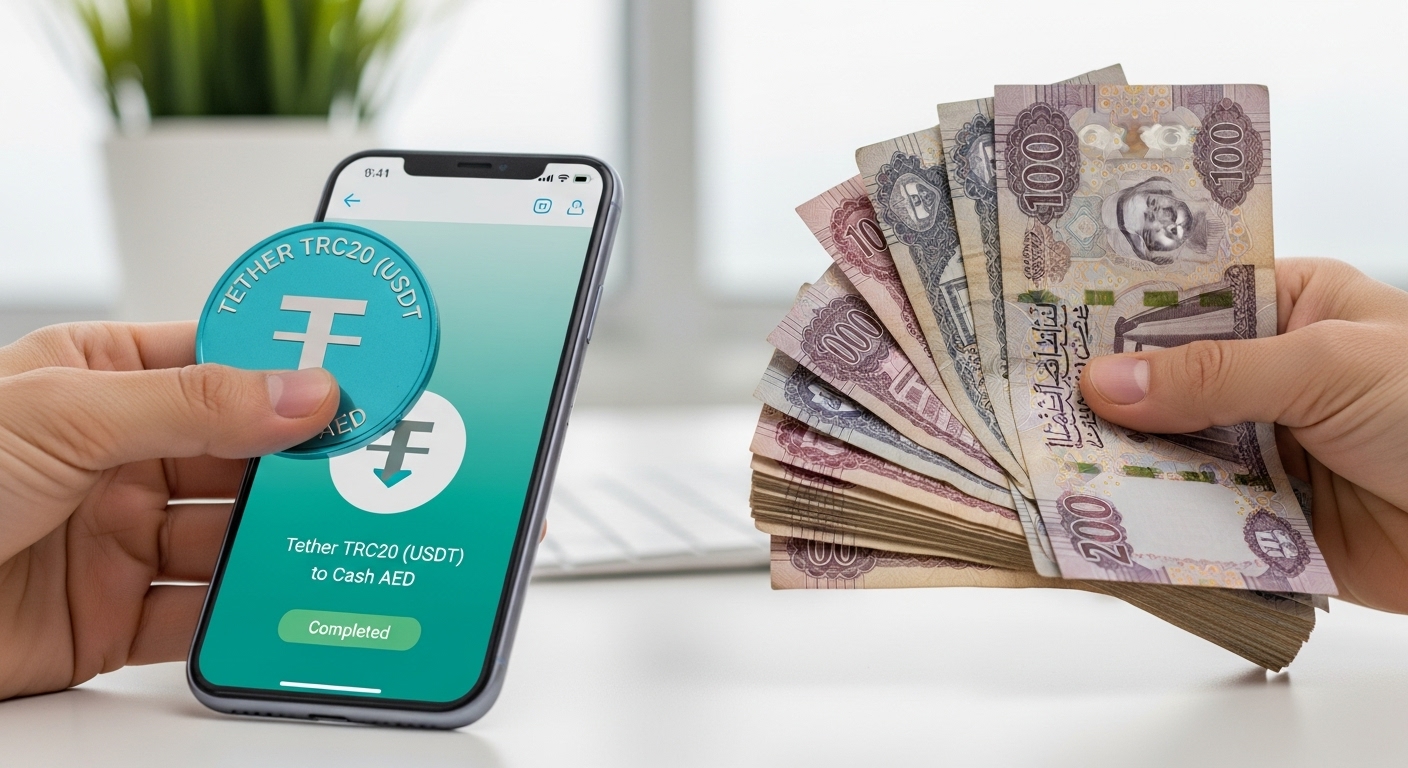 Change Tether TRC20 (USDT) to Cash AED